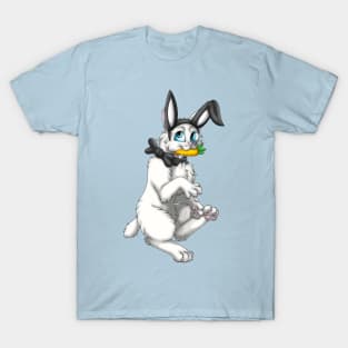 Bobtail BunnyCat: White (Black) T-Shirt